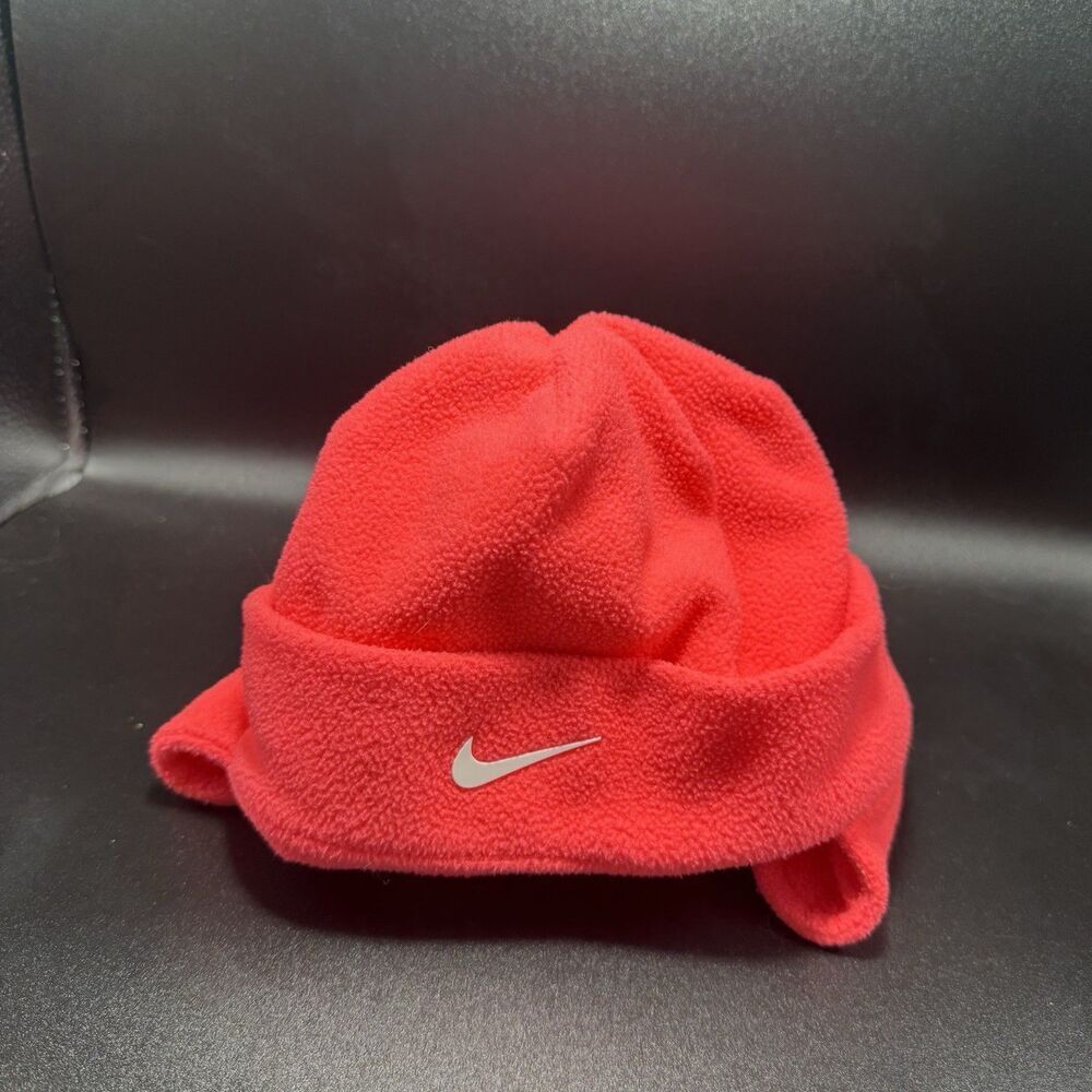 Nike Beanie Toddler One Size Hot Pink Fleece Neck Strap Snow Cap